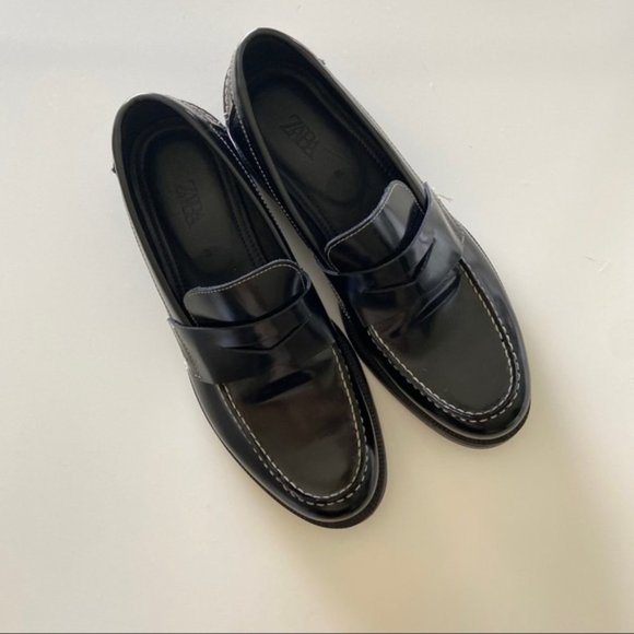 Zara Shoes - Zara black patent leather chunky loafers